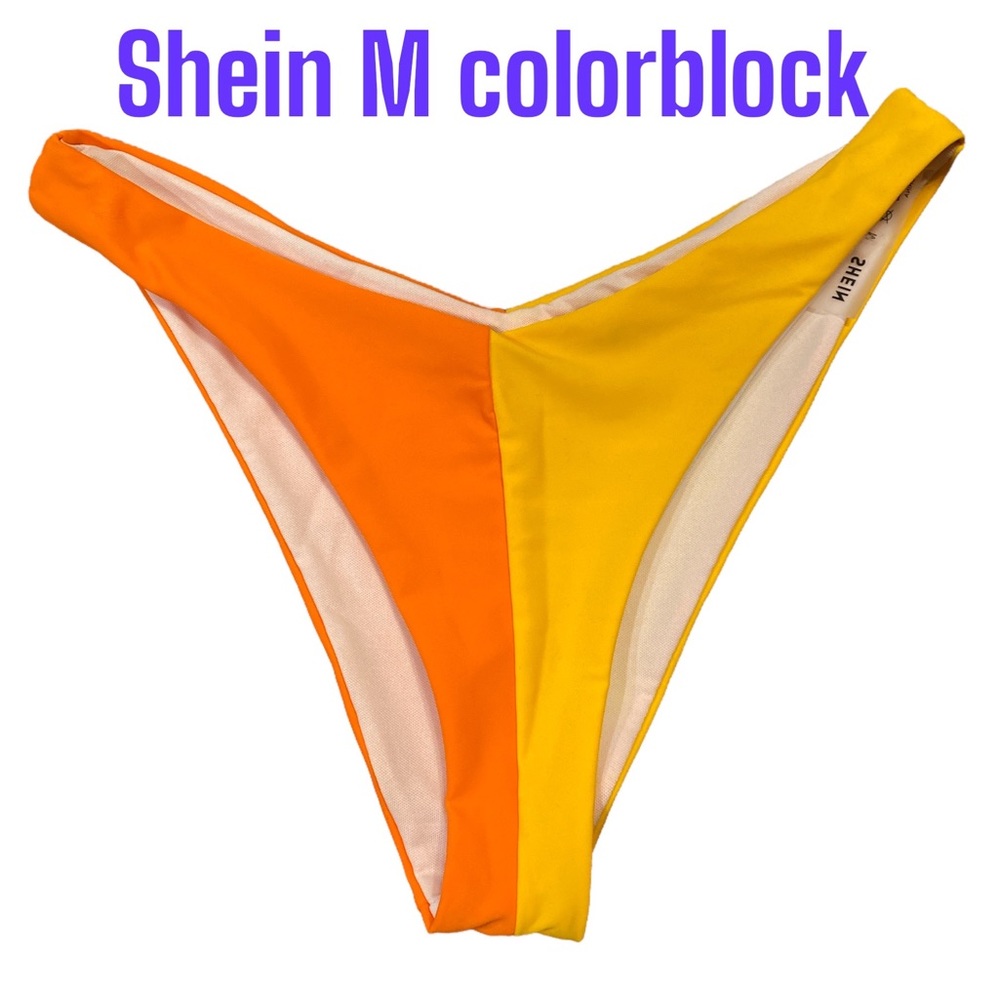 3/$30* Candy Corn! Medium Shein Less Coverage Colorblock Lined Bikini Bottoms